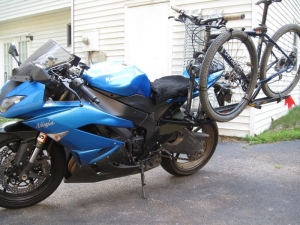 Motorcycle-Mounted Bicycle Rack