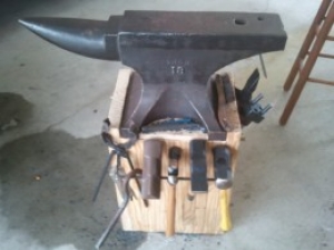 Wooden Plank Anvil Stand