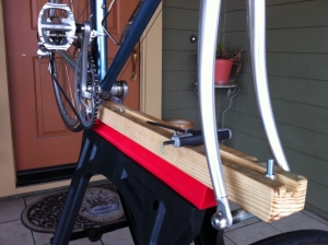 Sawhorse-Mounted Bicycle Stand