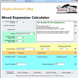 Wood Expansion Chart