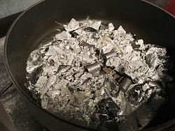 Lead hammer (lead cast to replace hide insert)-lead-melting-skillet.jpg
