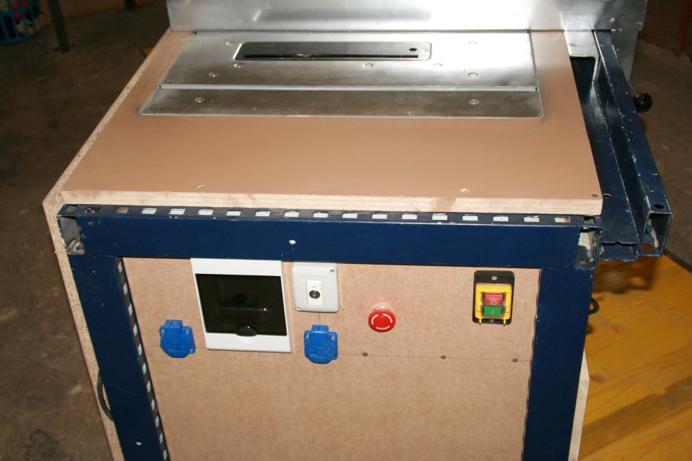 Tablesaw switch, fusebox and powersocket panel