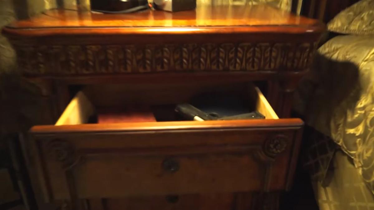 Drawer gun safe with hidden lock